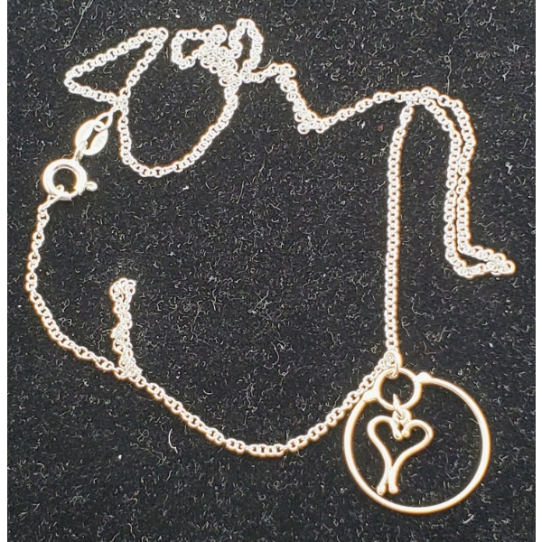 Sterling Silver Heart Pendant & Chain (2.2 g, 18 in Chain, 18 mm Pendant)
