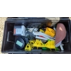 Image 8 : Blue Metal Toolbox and Contents Incl: Sockets, Wrenches, Sanding Belts and More!