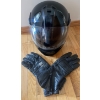 Image 1 : Symax HJIS Motocross Helmet Size Unknown w/ Genuine Leather Gloves 