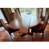 Image 1 : Solid Wood Table w/ 2 Leafs & 4 Chairs - Table is 59L, 29T