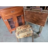 Wooden Storage Cupboard with 1 Drawer and  Shelves 37 T, 28 L, 15 W also Stools and TV Trays