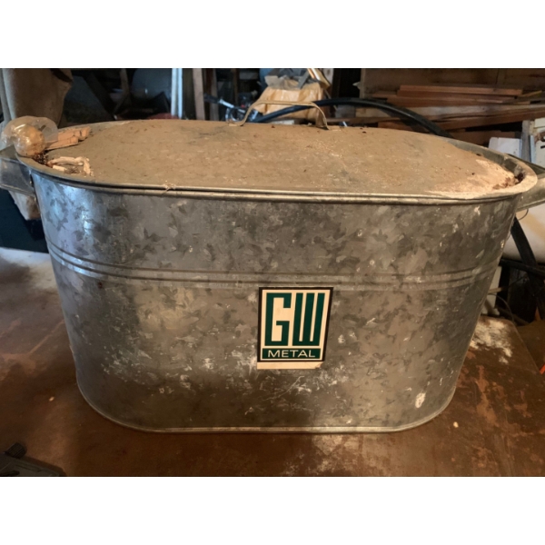 Large Antique Galvanized Pail with Lid