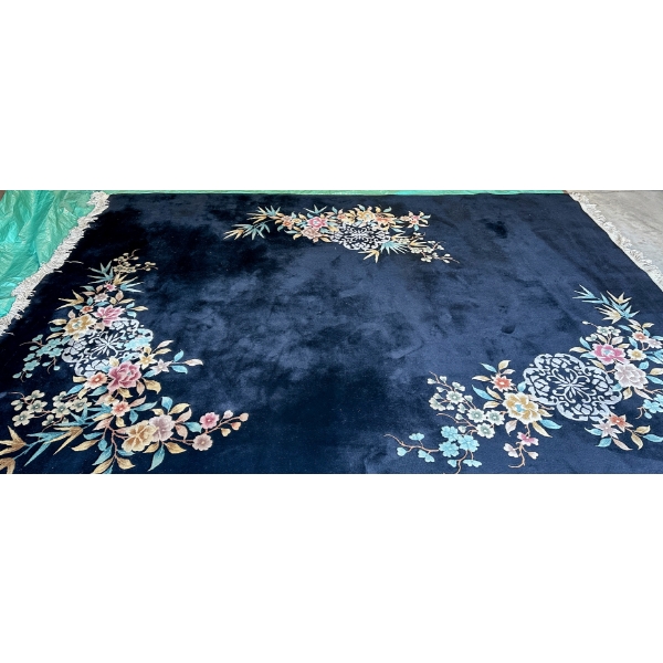 1950's Chinese Art Deco Wool Rug 144Lx108W
