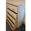 Image 4 : Mid Century 5 Drawer Dressing Table 28x16x47 (White w/ Brushed Nickle Pulls)
