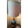 Image 1 : Mid Century Dime - Chic Teak Table Lamp w/ Art Glass Base 35T & Radner Flowers