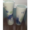 Image 1 : Pair of Japanese Seafoam Green & Royal Blue Vases 14 h & 14 1/2 h