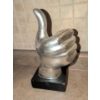Image 7 : Silver Polystone Decorative Hands Sculptures 11"Tall  w/ Tasselled Jute Decor 