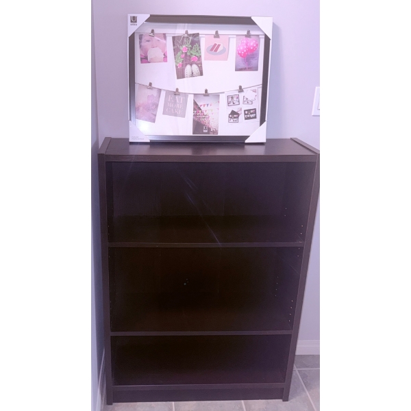 Dark Brown Wooden Three-Shelf Bookcase