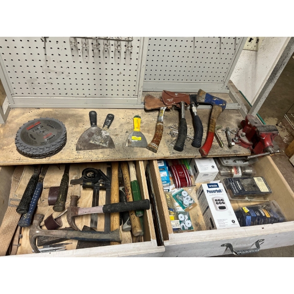 Large Lot Of New Saw Blades Hammers Axes Door Locks & Key Pad Door Locks 