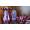 Image 1 : Cranberry Glassware - Bowl from Heritage Cranberry Collection, Cranberry Vase (9T)  + Bonus Vase 