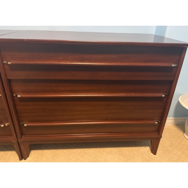 Vintage Gibbard Mahogany Chest Of Drawers w/ Brass Embelishments 36x17x32