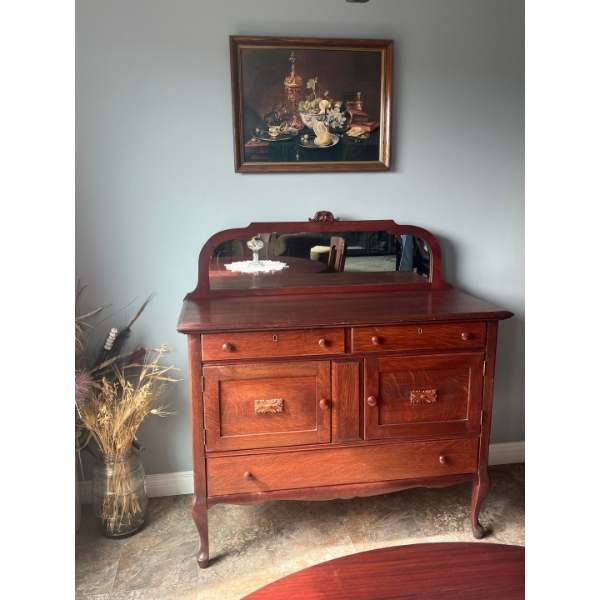Antique Tiger Oak Buffet with Mirror c. 1910Mirror Amazing Condition 