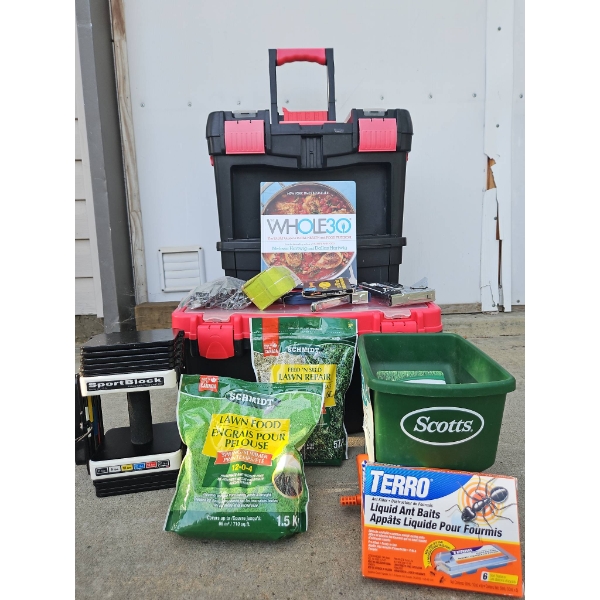 Lawn Care, Tool, and Fitness Lot With Storage and Wet/Dry Vacuum