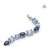 Image 4 : Millenia Bracelet Featuring A Blue Color Gradient Of Octagon-Cut Crystals In A Silver 925. Setting. 