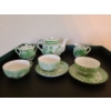 Image 2 : Green & White Japanese Miniature Tea Set w Tray. Teapot 4 1/2 w, 3 h, 2 d