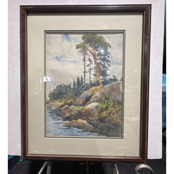 E.M. Vanabonr Original Watercolour Landscape 10Wx13H