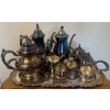 Image 1 : Fancy Silver Plated Oneida Tea Pots & Cream & Sugar Caddies  +Plus One Large Tray