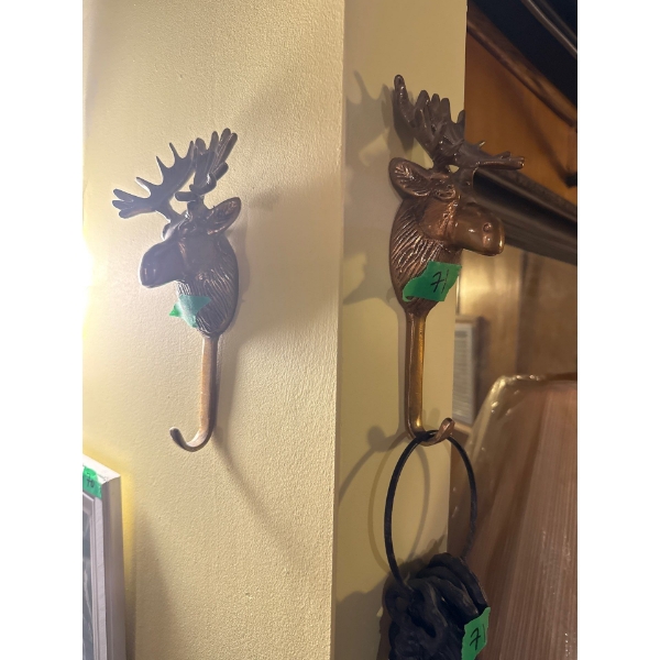 Brass Moose Wall Hangings and Hooks with Keys