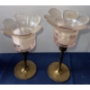 Image 3 : Brass Candlestick Holders w/ Amber Hobnail Votive Candle Holders & More