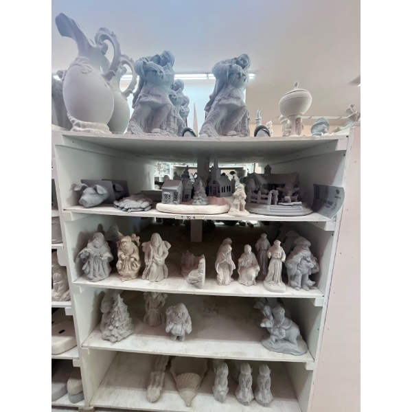  ceramic greenware all contents on shelf