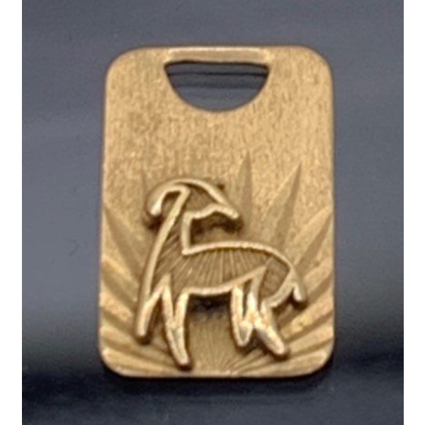 Capricorn Gold Colored Pendant, No Stamp & Tests Like 10k Gold; Weighs 2.3g