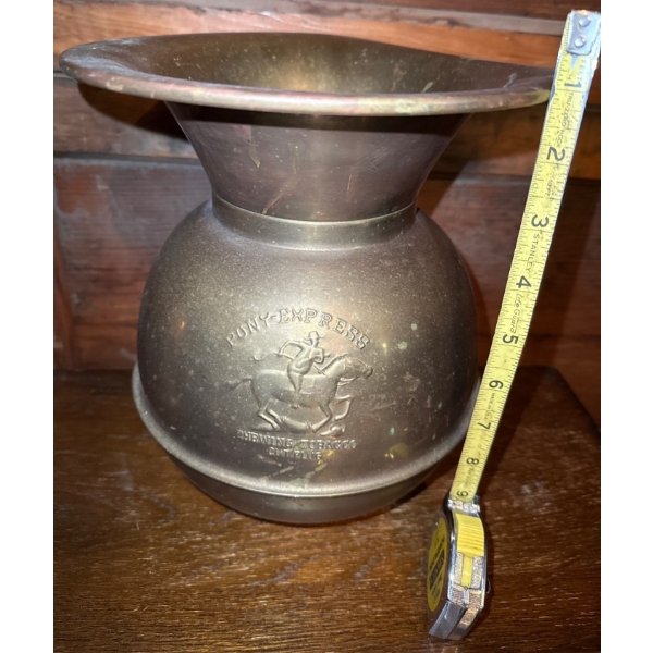 Pony Express Chewing Tobacco Spittoon - Historical Cuspidor Collectible (10"tall)