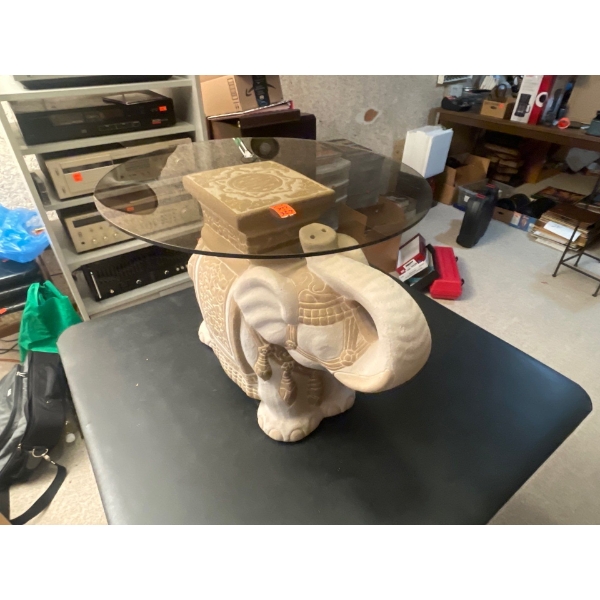 Elephant Table with Glass Top