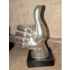 Image 6 : Silver Polystone Decorative Hands Sculptures 11"Tall  w/ Tasselled Jute Decor 