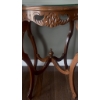 Image 1 : Antique Carved Wood Side Table With Glass Top and Cabriole Legs