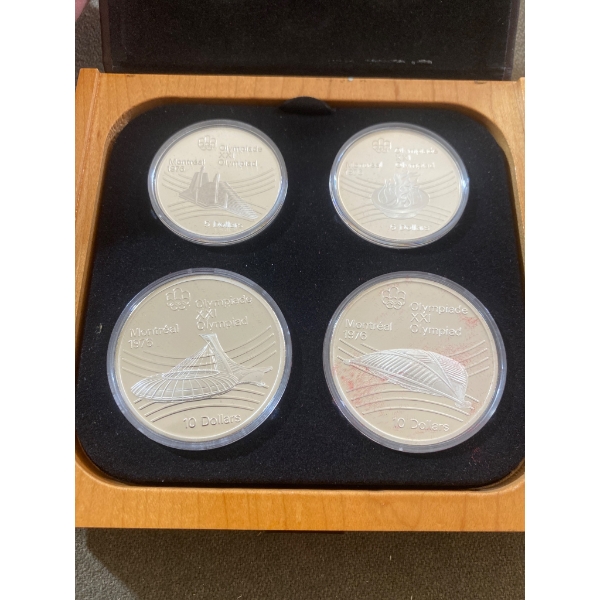 1976 Montreal Olympic Silver Coin Set in Original Display Box with COA