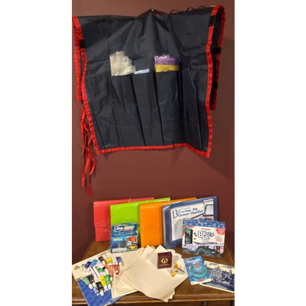 Assortment Of Stationary Craft Supplies A Hobby Organizer & More