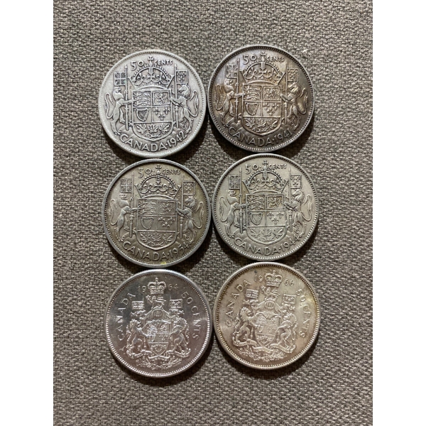 Canadian 50-cent Pieces 11.66 g Silver (.800)
