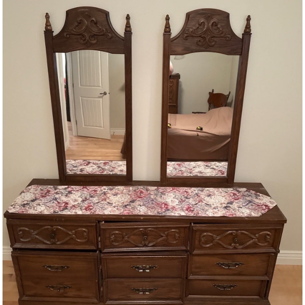 Wooden Dresser w/ Mirrors - 65W, 18D, 75T 