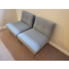 Image 2 : Modern Mid Century Inspired Accent Chairs - Chrome w/ Pastel Blue Upholstery 28x33x25 