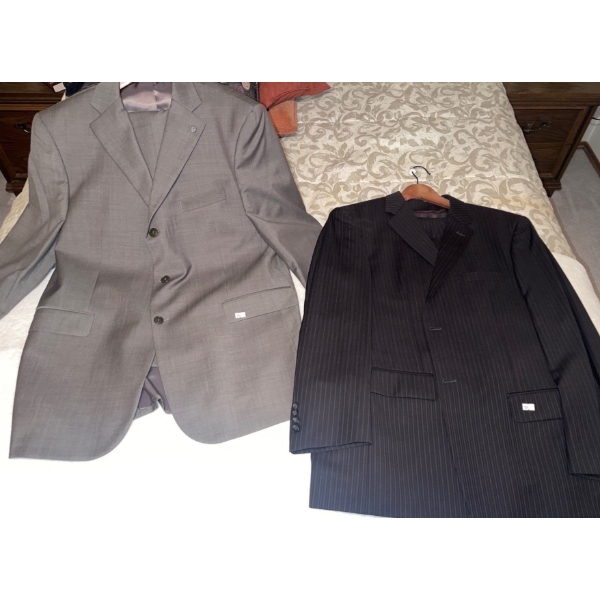 Dapper Delux Mens Suits 3Piece Alfred Sung w/ Pinstriping & Charcoal Color 2 Piece suit from Moores
