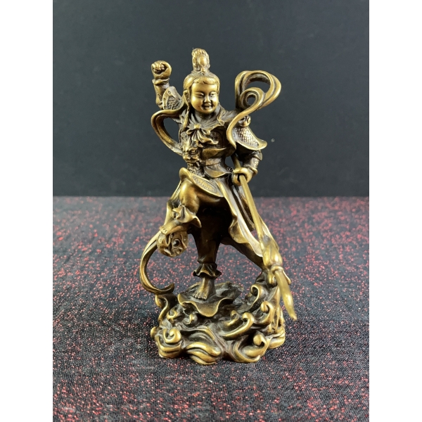 Bronze Warrior Figure With Spear, 6 Inch Height