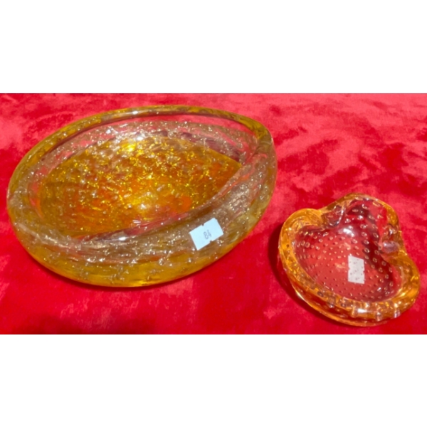 Two Hand Blown Glass Dishes/ Bowls