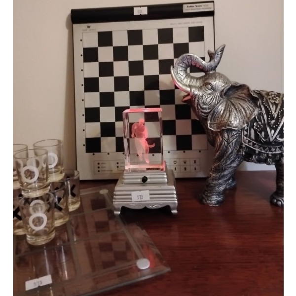 Elephant Golf Chess Board Home Decor Assortment w/Shot Glass Game