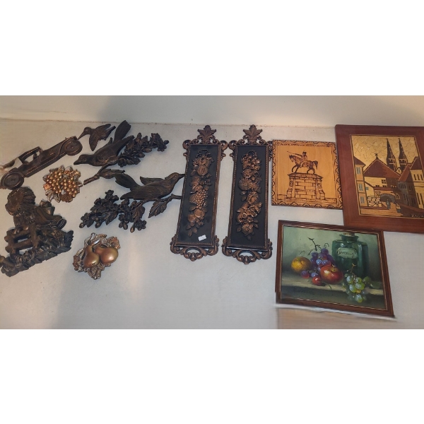 Assorted Vintage Decor Including Some Coppercraft: Fruit Plaque 6 X 20, Raggedy-Ann 9 X 12 and More!