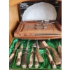 Image 1 : Stag Horn Handled Cutlery Set With Carving Tools, Cutting Board, and Turkey Platter