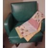 Image 2 : Antique Child Sized Upholstered Chair w/ Handmade Crib Quilt & Decorative Sewing Box