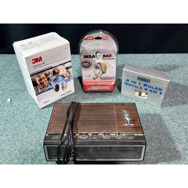Clock Radio, Head Phones, Hearing Aids