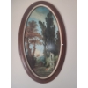 Image 1 : Board Print of Park and Statue Scene in Oval Frame 26 X 44