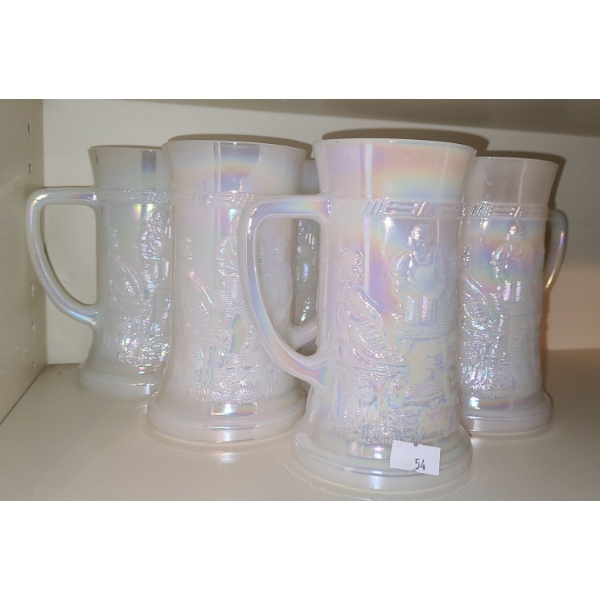 Federal Glass Opal Mugs X6 "F" Marking on Bottoms