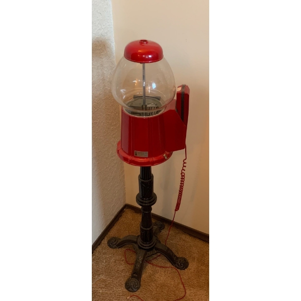 3 ft. Tall Standing Gumball Machine Landline Phone 38T Vintage