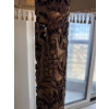Image 2 : Stunning Hand Carved Myrtle Wood Floor Lamp w/ Tasseled Shade 69T