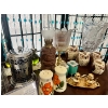 Image 3 : Piano tooth pick holder, crystal juice, pitcher, salt, and pepper shakers vintage etched glass table