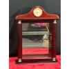 Image 1 : Wooden Display Cabinet with Quartz Clock Top, Glass Door & Shelves, Mirror Back 15.5Wx5Dx24H