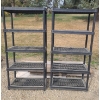 Image 1 : Two Resin Utility Shelves and 3  Wood Folding Tables 