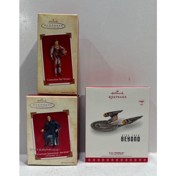 Star Trek- Comdr Tucker, Cptn Archer, USS Franklin Hallmark Ornaments